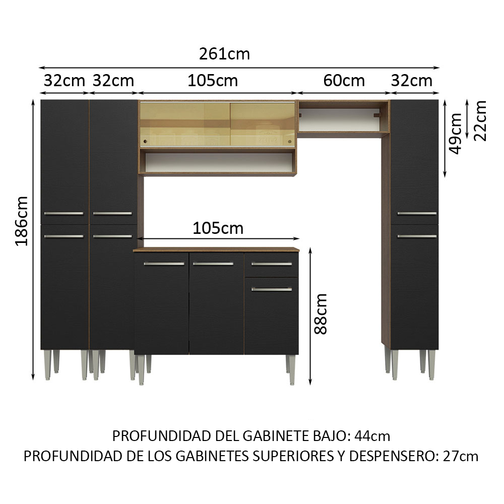 Cocina Integral Completa Modular Madesa Emilly 261cm MN 04
