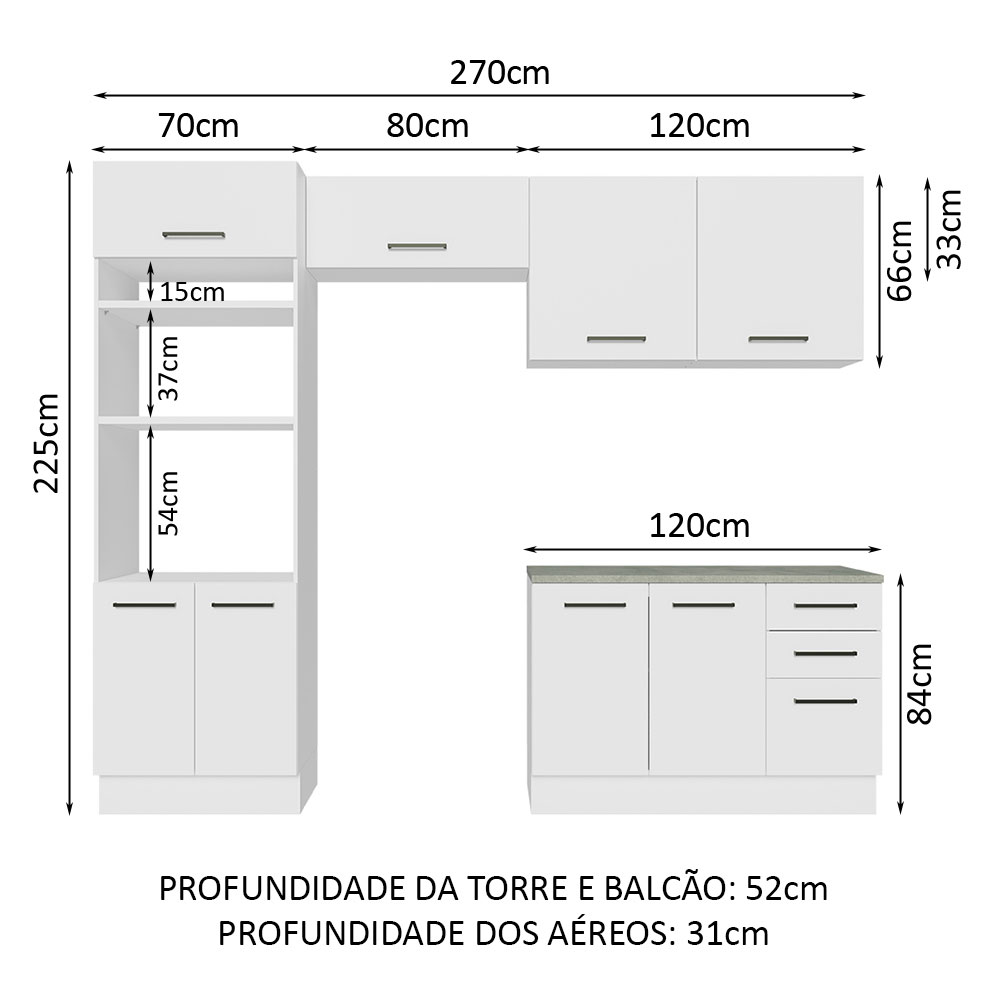 Cocina Integral Completa Modular Madesa Agata 270cm BB 07