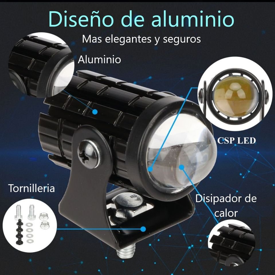 Faro auxiliar Mini luz moto camión blanco Ámbar lámpara foco antiniebla metálicos botón auto led