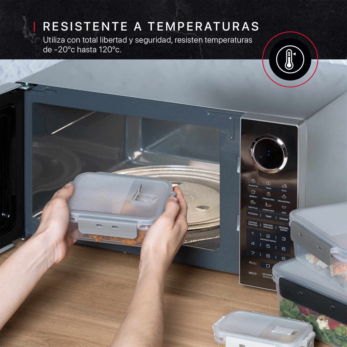 Recipientes de Plástico Herméticos para Alimentos 4 Contenedores con 4 Tapas - Toppers Rectangulares Cookify