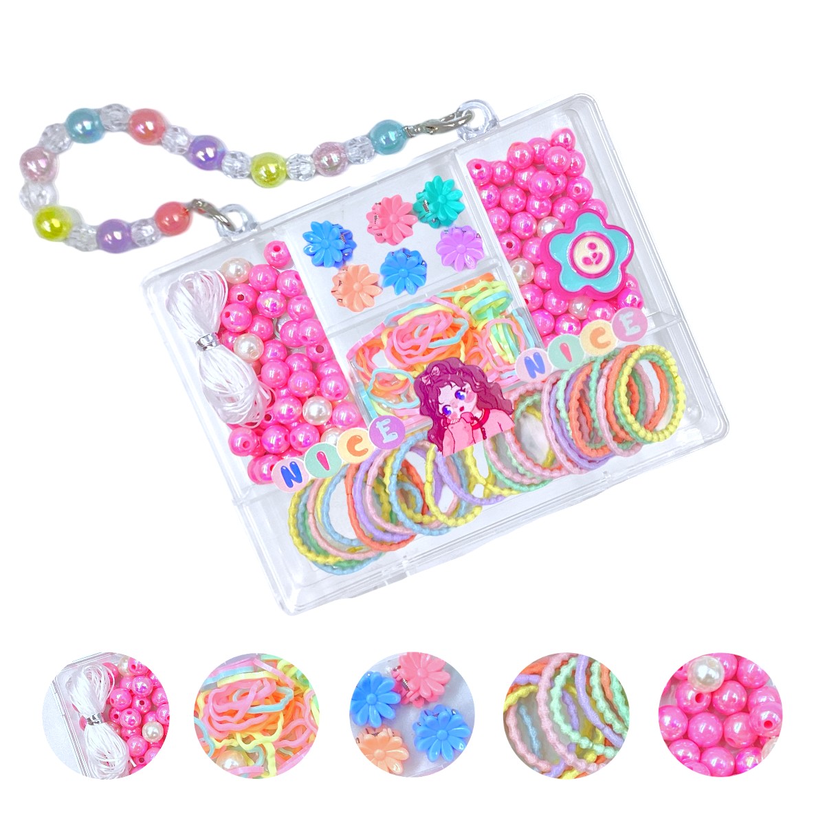 Estuche De Accesorios Para El Cabello Niña Ligas Donas Pinza