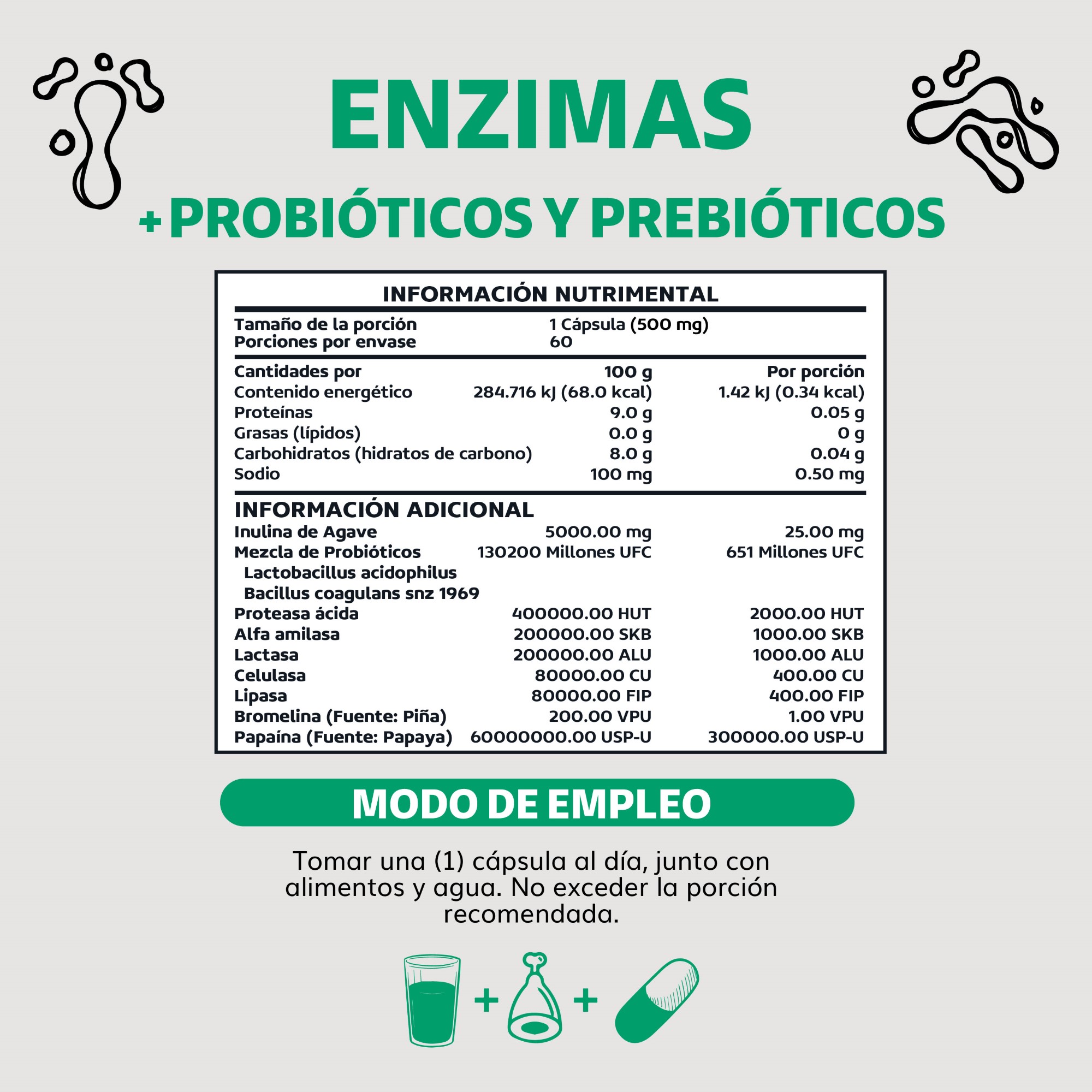 Suplemento Alimenticio Beyond Vitamins Enzimas Digestivas + Probióticos 60 cápsulas