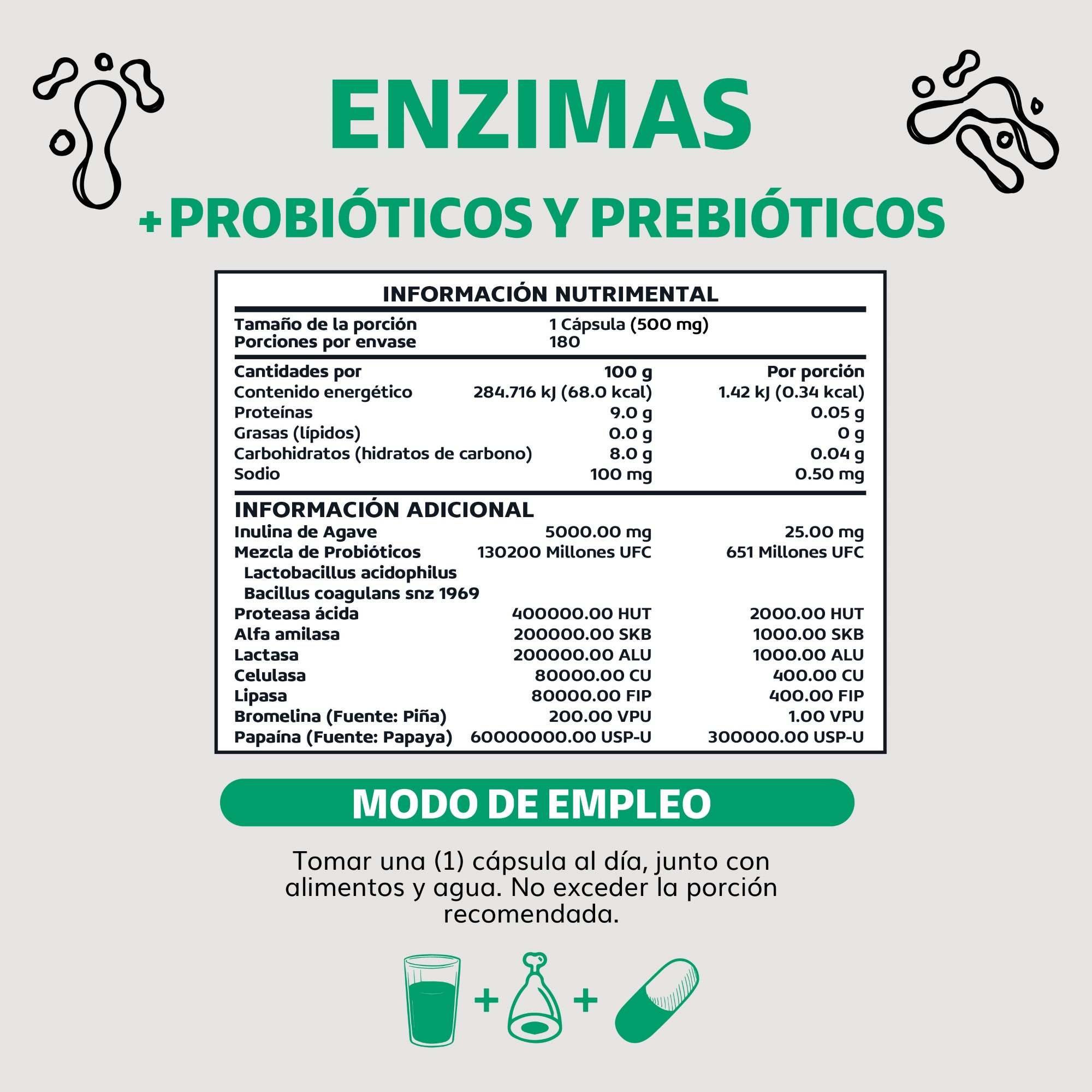 Suplemento Alimenticio Beyond Vitamins Enzimas Digestivas + Probióticos 180 cápsulas