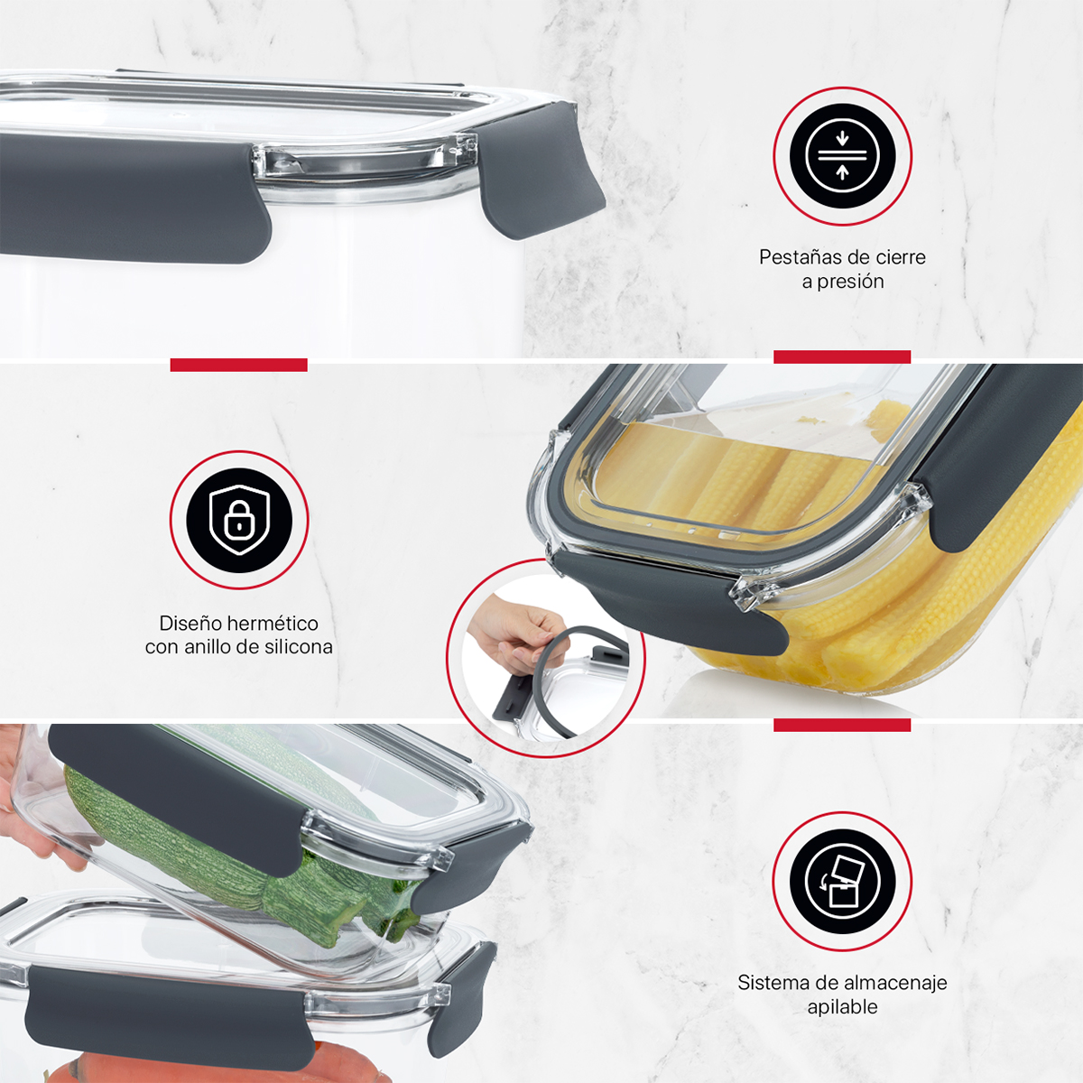 Recipientes de Plástico Herméticos para Alimentos 9 Contenedores con 9 Tapas - Toppers Cookify