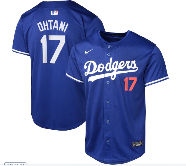 Maravilloso Jersey Beisbol Dodgers Los Angeles BORDADO Azul Ohtani 17 Talla XL