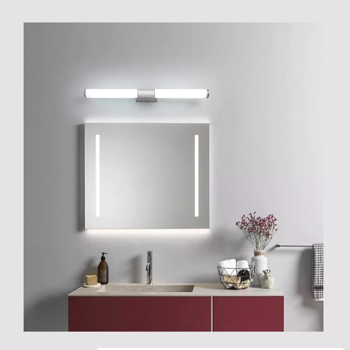 Lámpara Pared Espejo Baño 40cm Led, Luz Cálida White Light