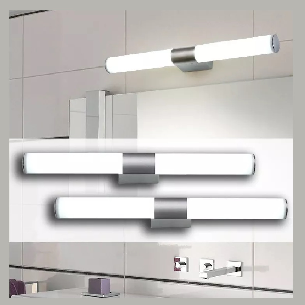 Lámpara Pared Espejo Baño 40cm Led, Luz Cálida White Light