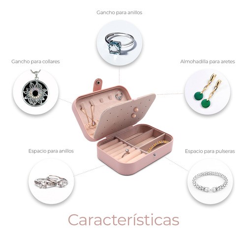 Joyero Organizador de Joyas Color Rosa