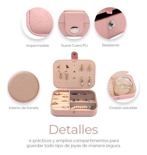 Joyero Organizador de Joyas Color Rosa