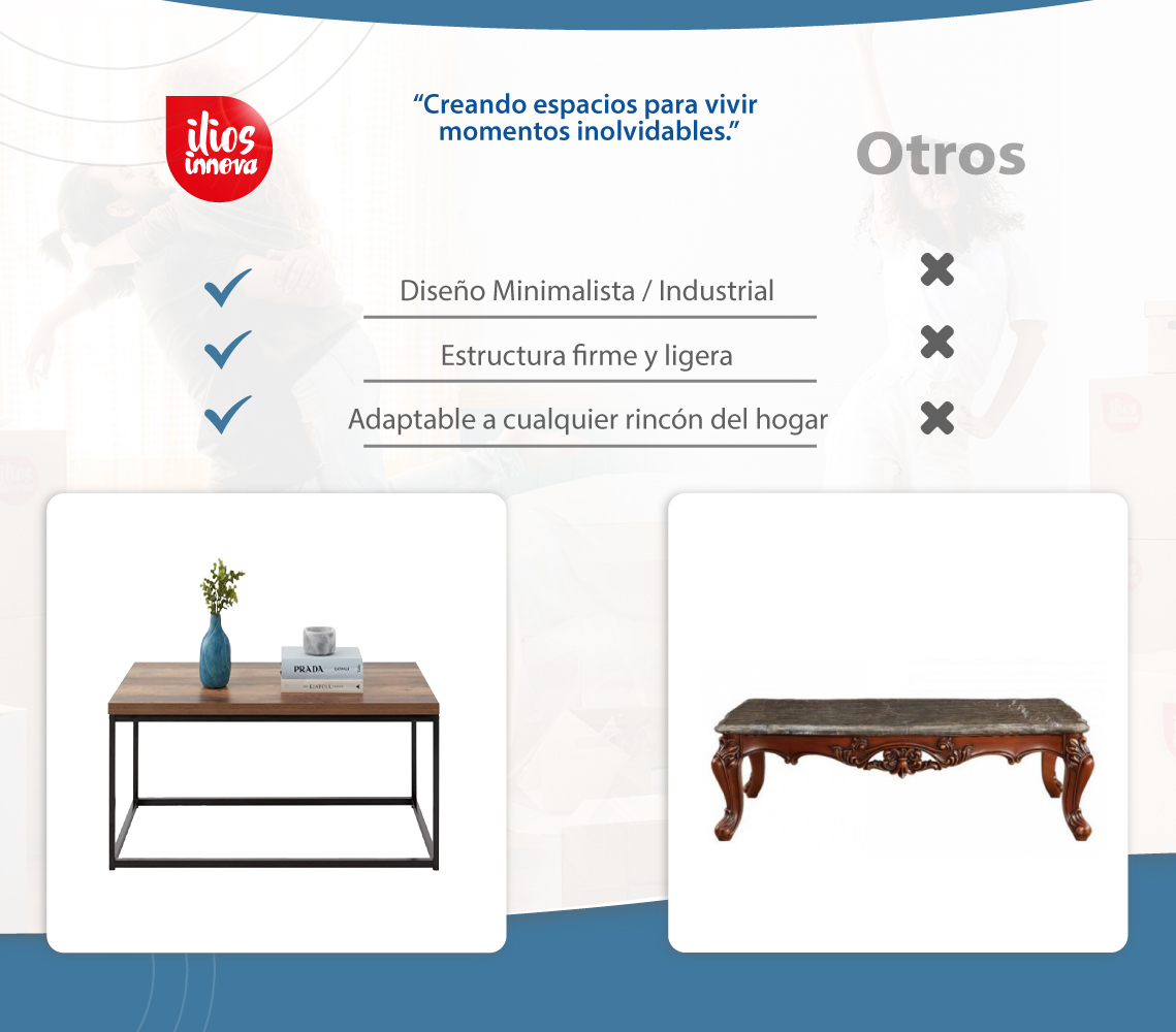 Mesa de centro moderna cuadrada estilo industrial mesa de herreria minimalista rústica