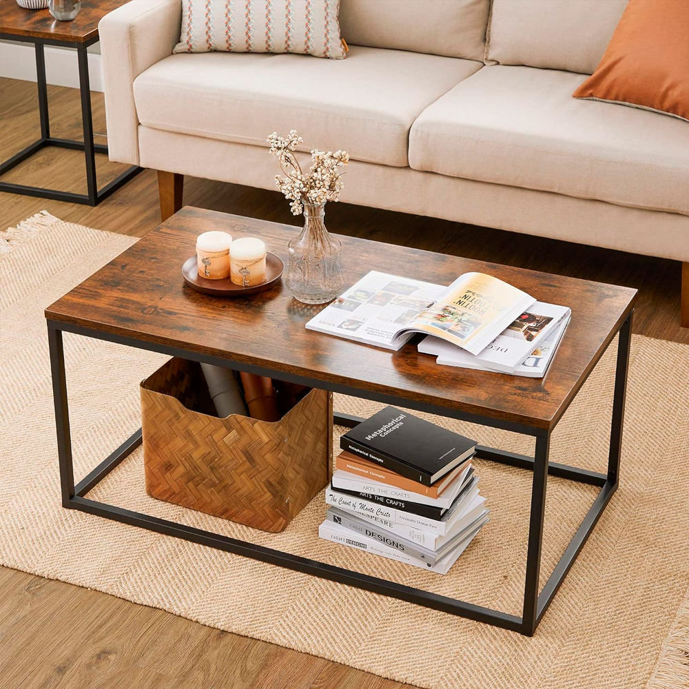 Mesa de centro moderna cuadrada estilo industrial mesa de herreria minimalista rústica