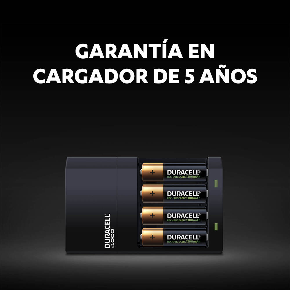 Cargador para Pilas Recargables marca Duracell con 4 pilas AA de 2500 mAh incluidas 