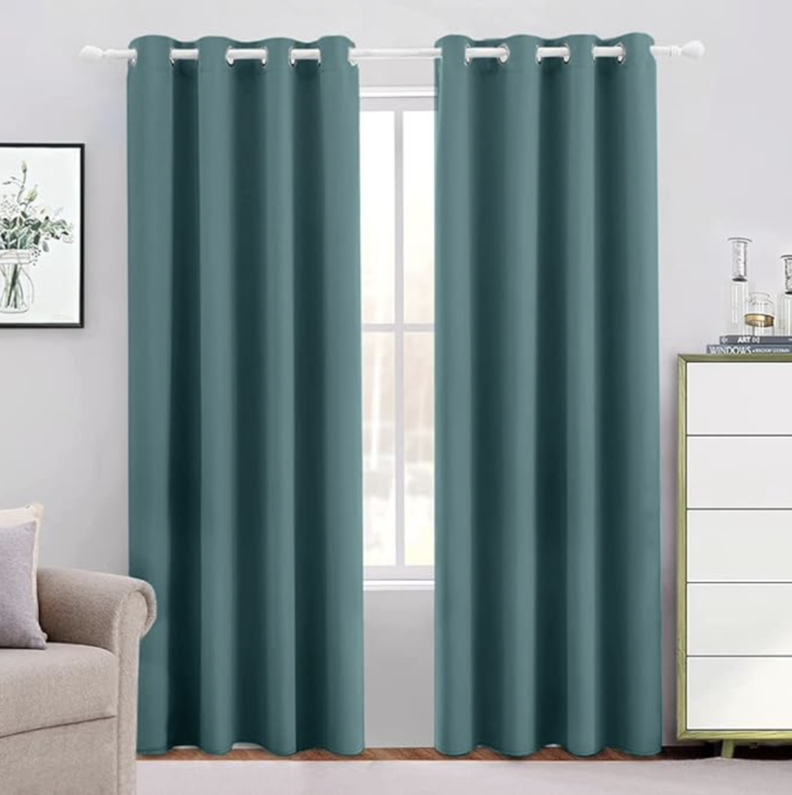 Cortinas Blackout con Aislamiento Térmico para Estar/Recámara Ventana, en 2 Paneles, con Ojales, Tela Impermeable, Reducción Ruido, Regulación de Temperatura (274 x 213 cm) 