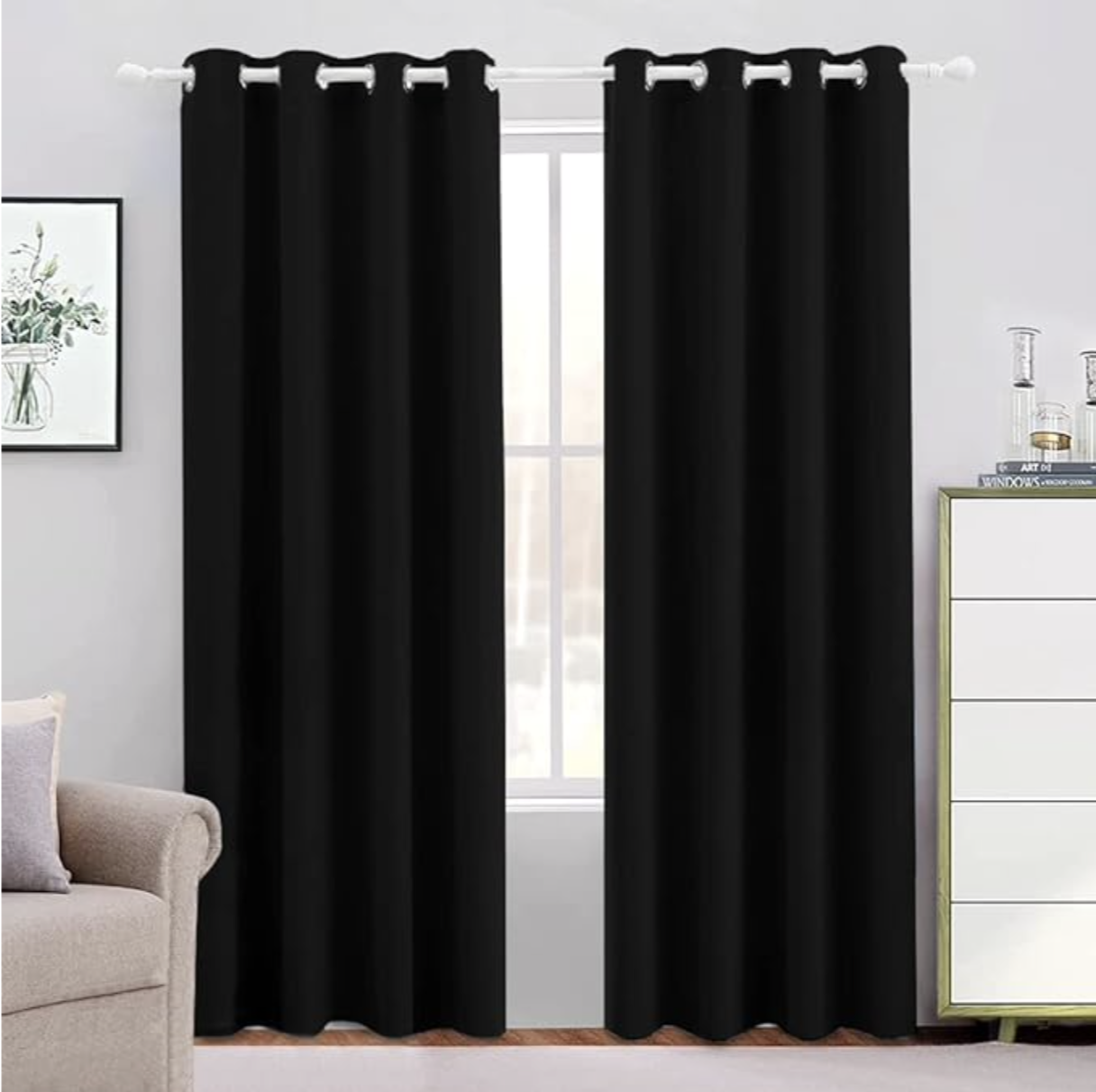 Cortinas Blackout con Aislamiento Térmico para Estar/Recámara Ventana, en 2 Paneles, con Ojales, Tela Impermeable, Reducción Ruido, Regulación de Temperatura (274 x 213 cm) 