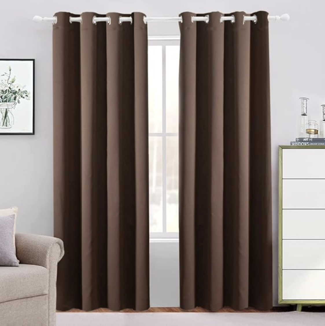 Cortinas Blackout con Aislamiento Térmico para Estar/Recámara Ventana, en 2 Paneles, con Ojales, Tela Impermeable, Reducción Ruido, Regulación de Temperatura (274 x 213 cm) 