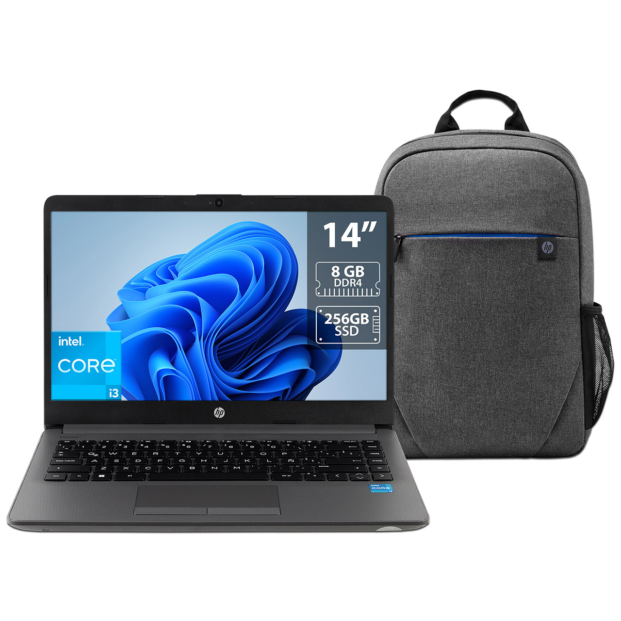 Bundle Laptop HP 240 G9  Core i3 RAM 8GB SSD 256GB Incluye Mochila HP