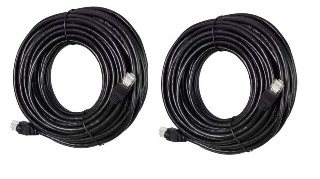 Paquete de 2 Cables Red Ethernet Utp Cat 6e Blindados de 5m c/u Negro.