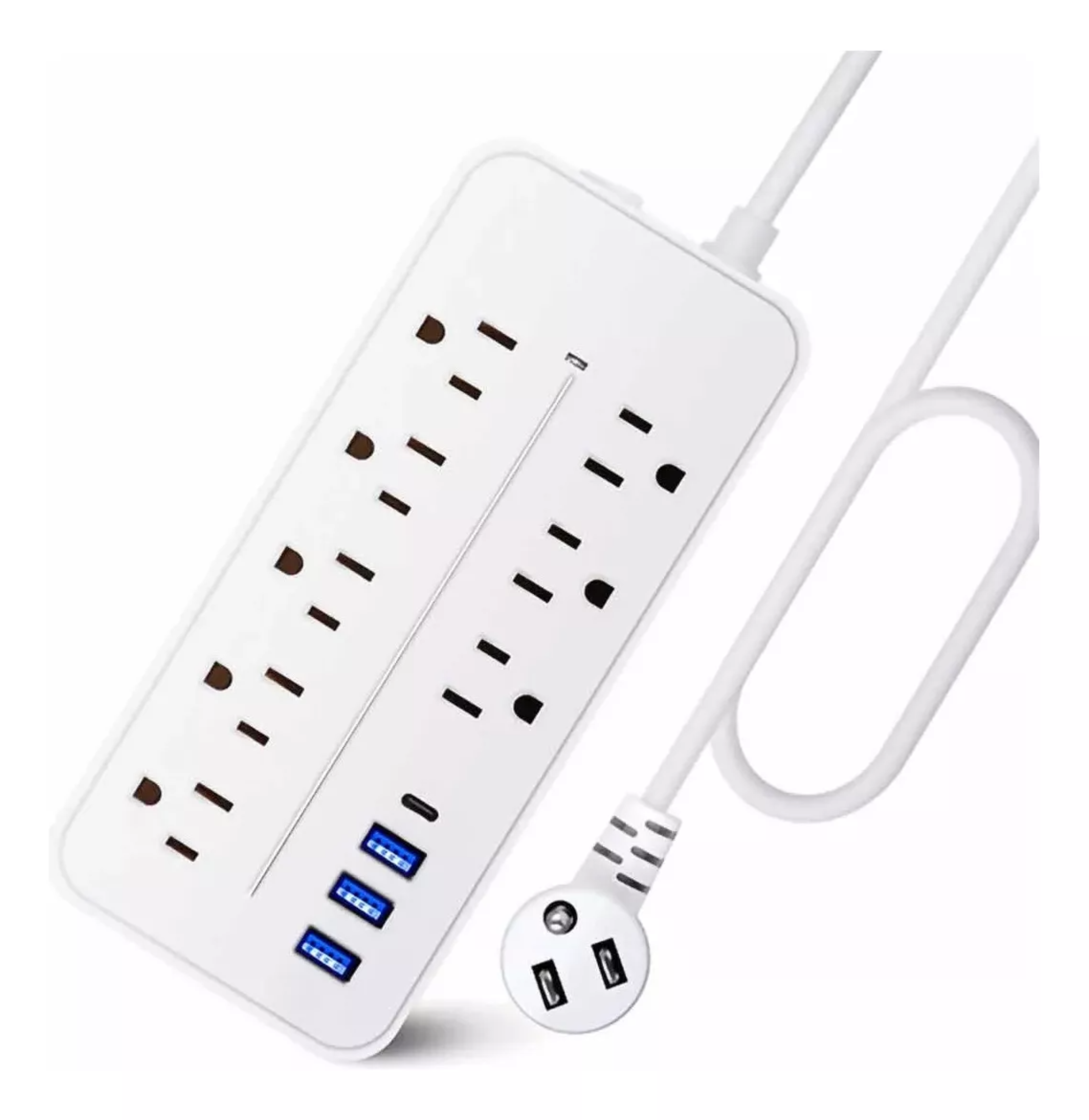 Regleta Cargador Multicontactos Con 8 Salidas 3 Usb 1 Tipo C