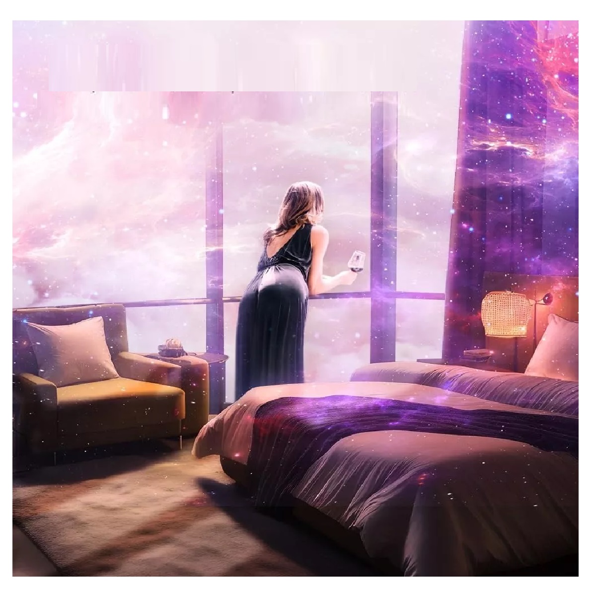 Astronauta Cielo Galaxia Estrellas Proyector Luz De Noche Rosa