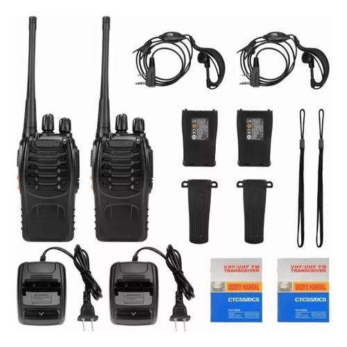 Radio Walkie Talkie Comunicador Bf-888s 2 Pack Portatiles Negro