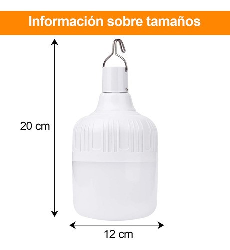 Foco Grande Recargable 200w De Excelente Potencia 6-8 Horas BLANCO