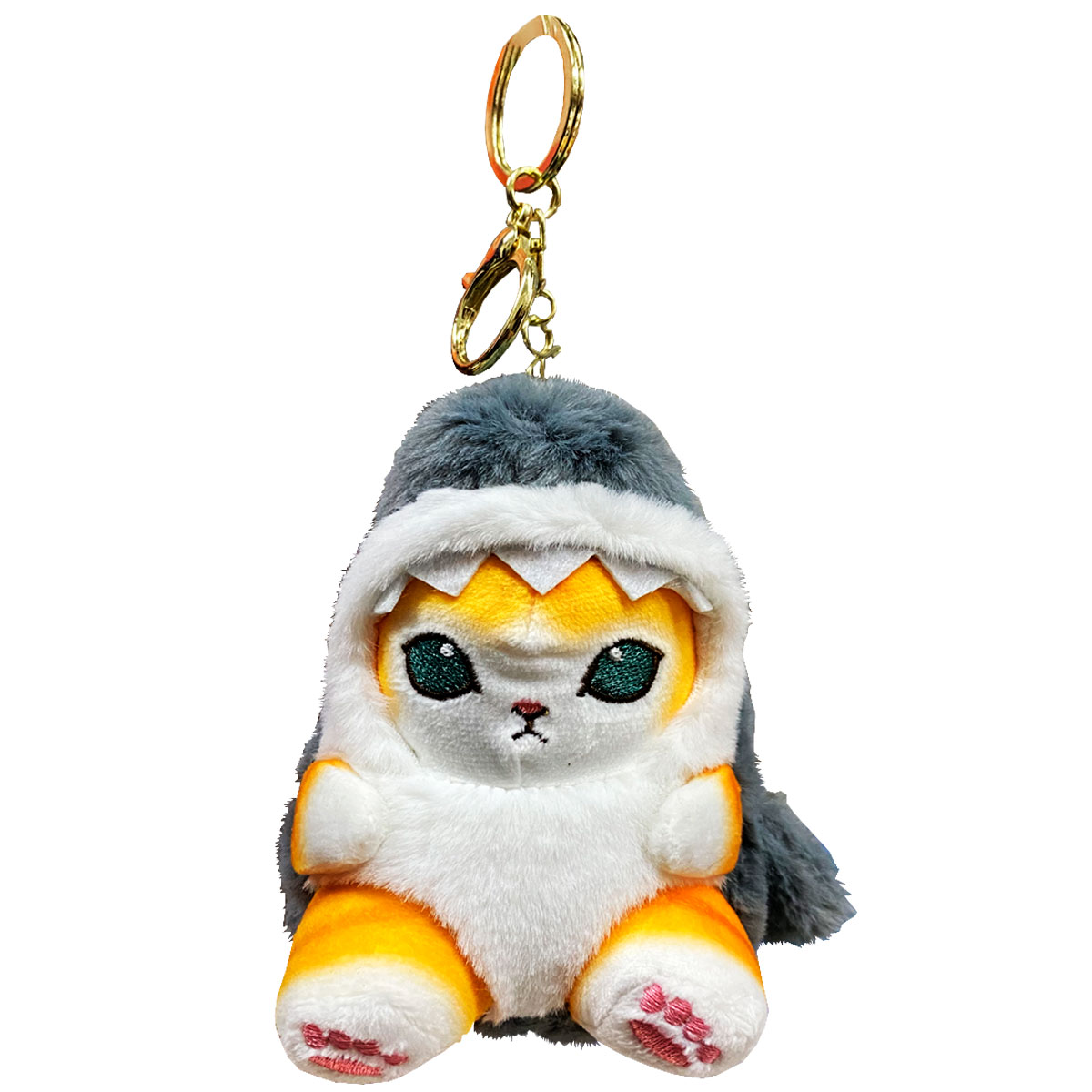 Llavero Peluche Generico Gato Con Disfraz De Tiburon 10 cm