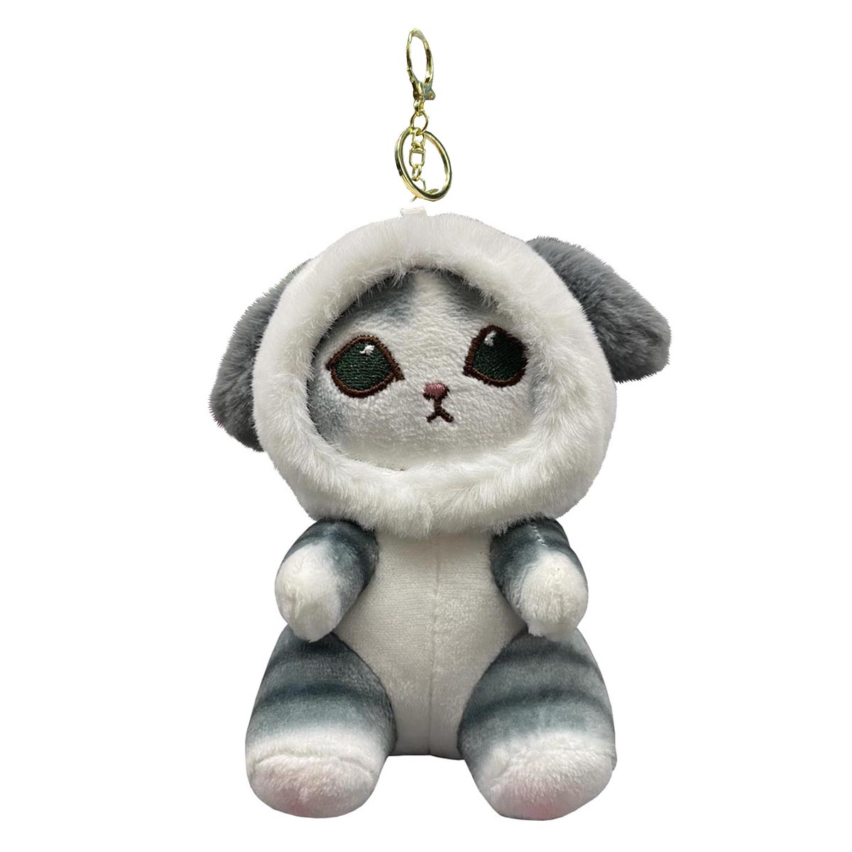 Llavero Peluche Generico Gato Con Disfraz De Koala Gris 11 cm