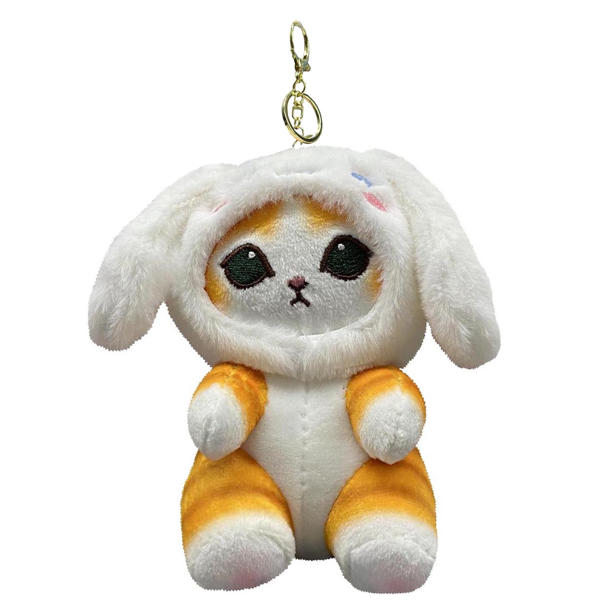 Llavero Peluche Generico Gato Con Gorro De Cinnamoroll Blanco 13 cm