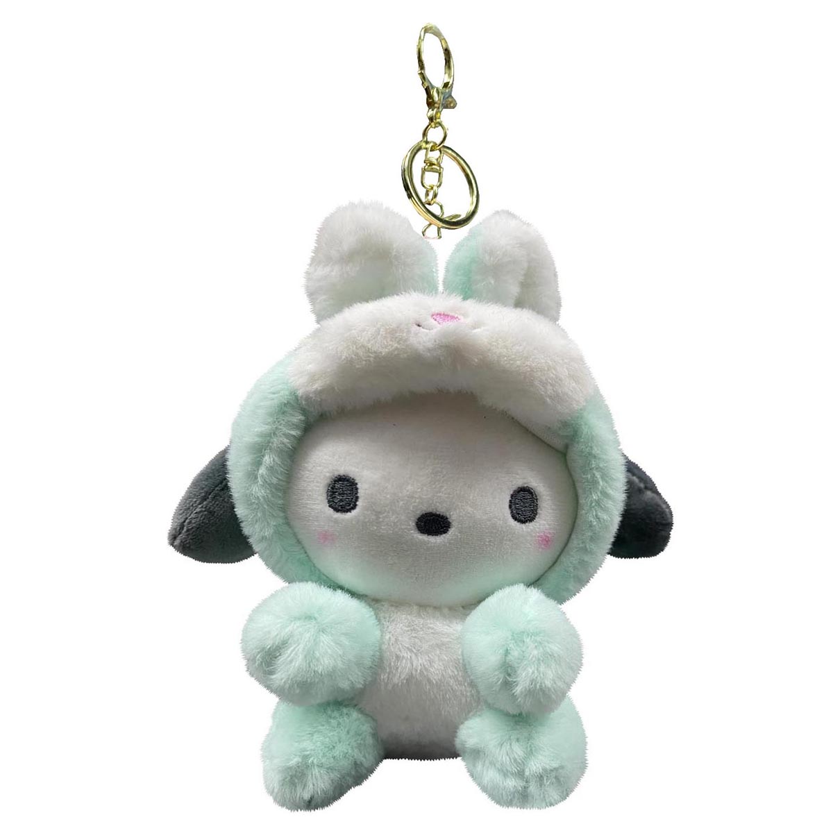Llavero Peluche Generico Pochaco Con Traje De Conejo Verde 10 cm