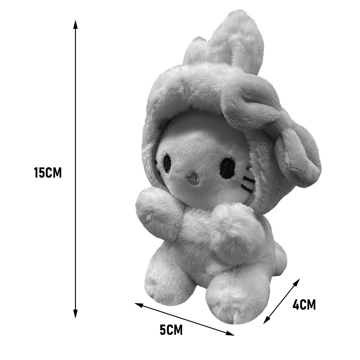 Llavero Peluche Generico Hello Kitty Con Traje De Conejo Rosa 10 cm