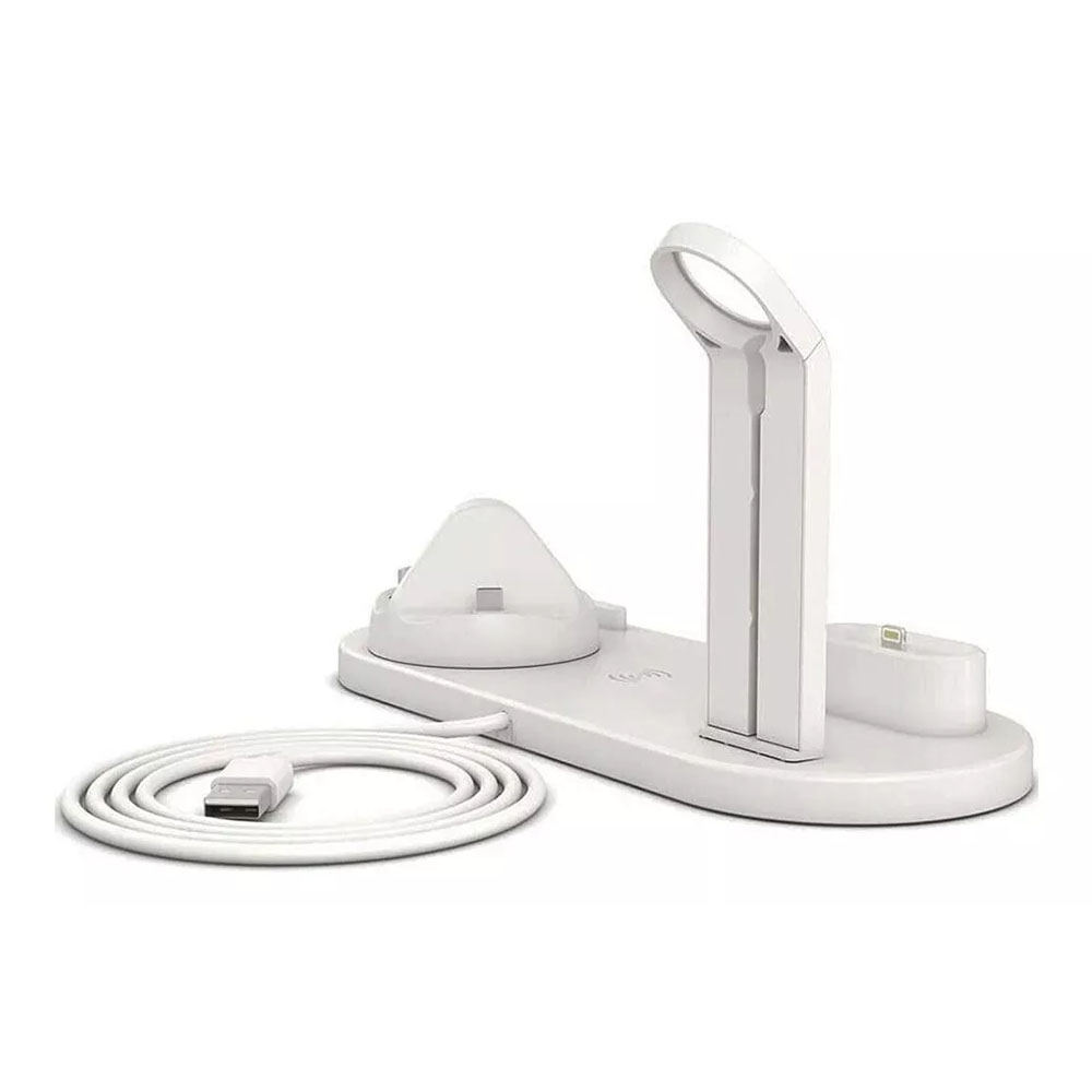 Base de carga 3 en 1 con carga inalámbrica blanco