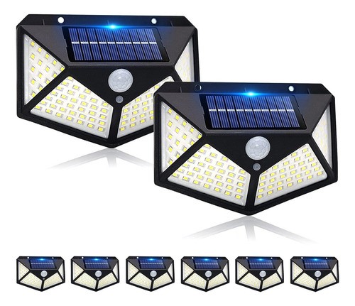 Lámparas Solar Sensor Exteriores De Pared 8 Pcs NEGRO