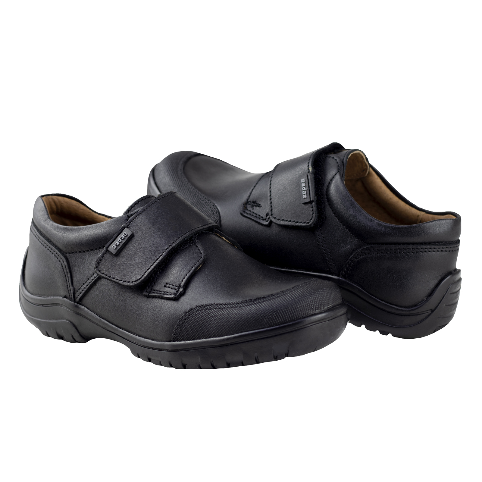 Zapato Tipo Derby Escolar Juvenil Audaz Velcro 80606-a Negro