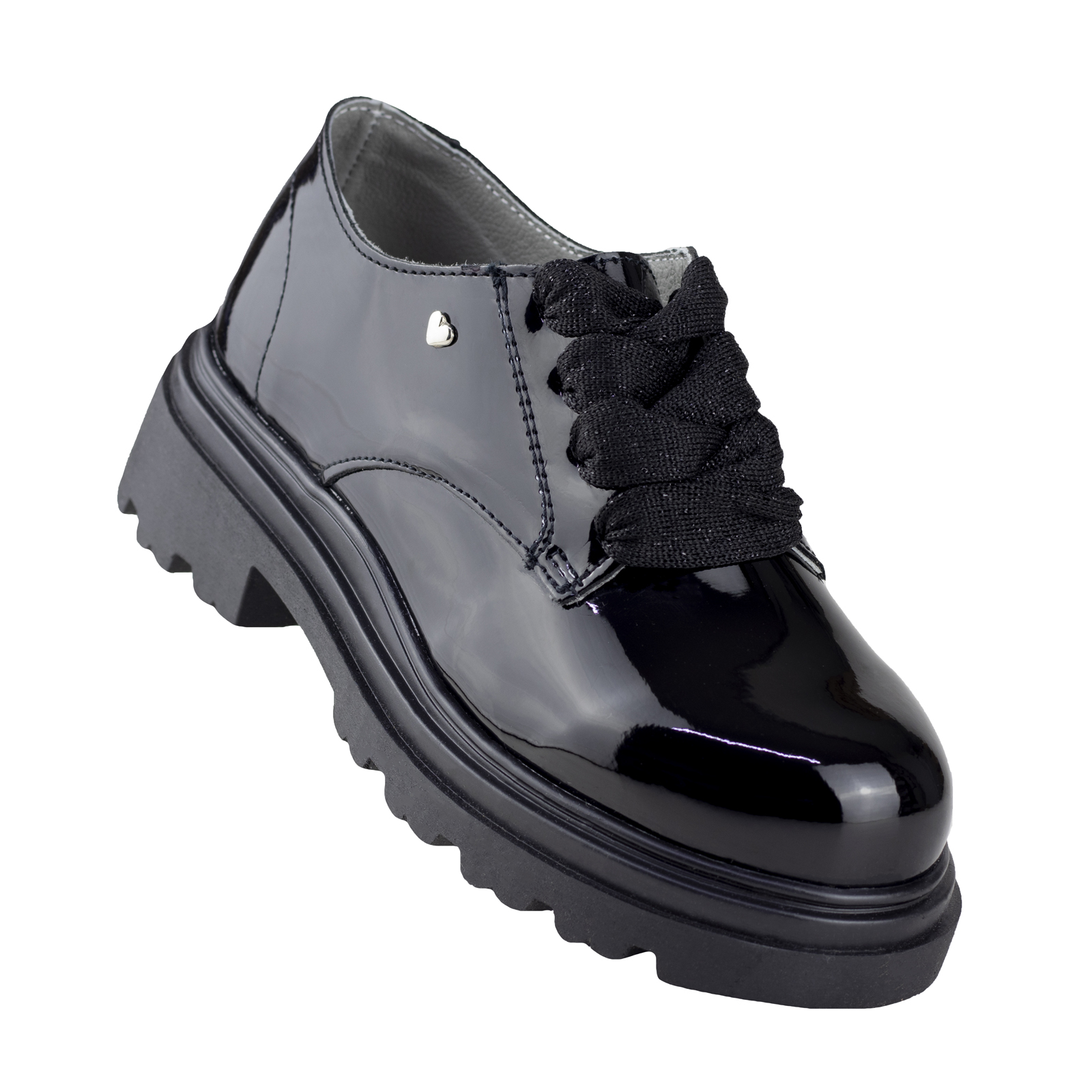 Zapato De Charol Escolar Negro Karsten Suela Gruesa 41705-1a