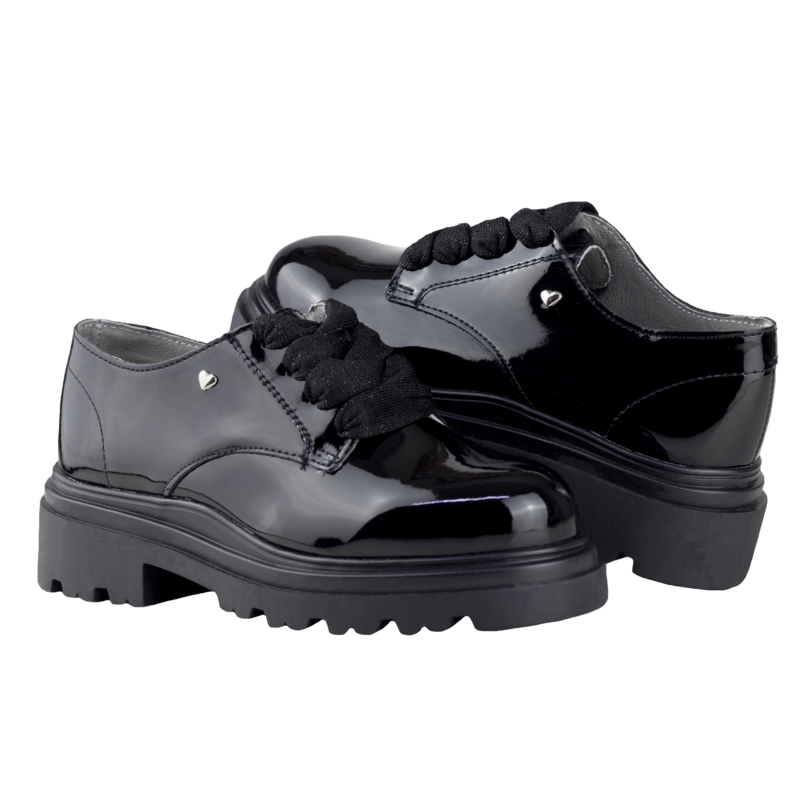 Zapato De Charol Escolar Negro Karsten Suela Gruesa 41705-1a