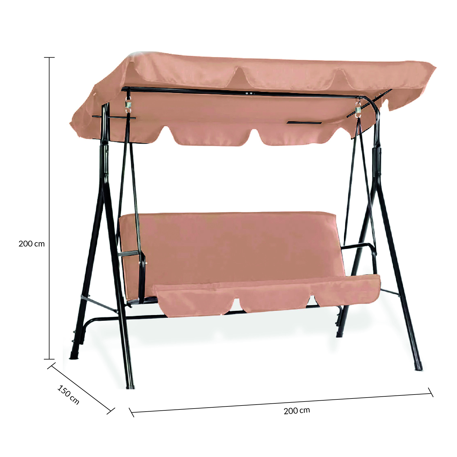 Ilios Innova | Columpio Banca De 3 Asientos con Techo Impermeable para exteriores | Silla colgante para jardin | Columpio colgante de tres plazas para eventos al aire libre 