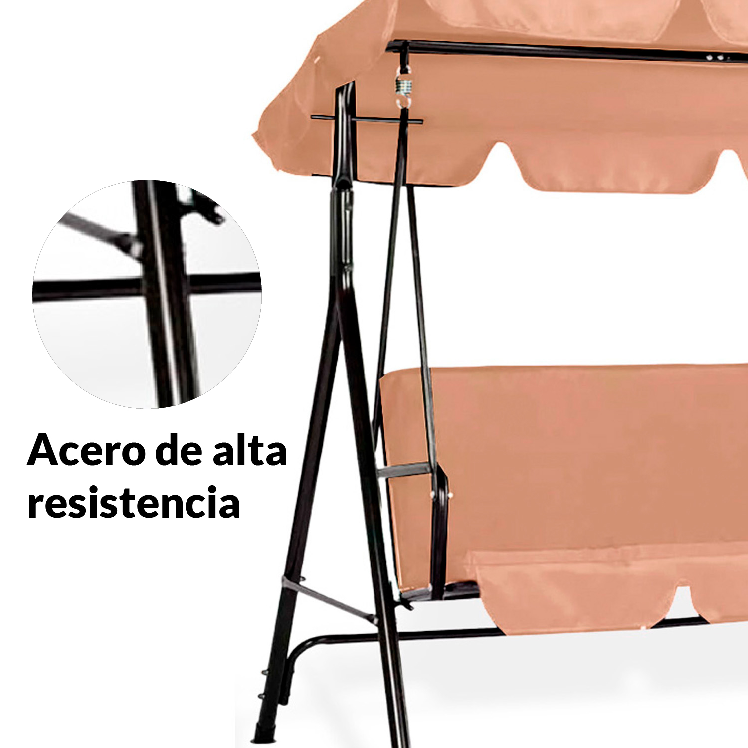 Ilios Innova | Columpio Banca De 3 Asientos con Techo Impermeable para exteriores | Silla colgante para jardin | Columpio colgante de tres plazas para eventos al aire libre 