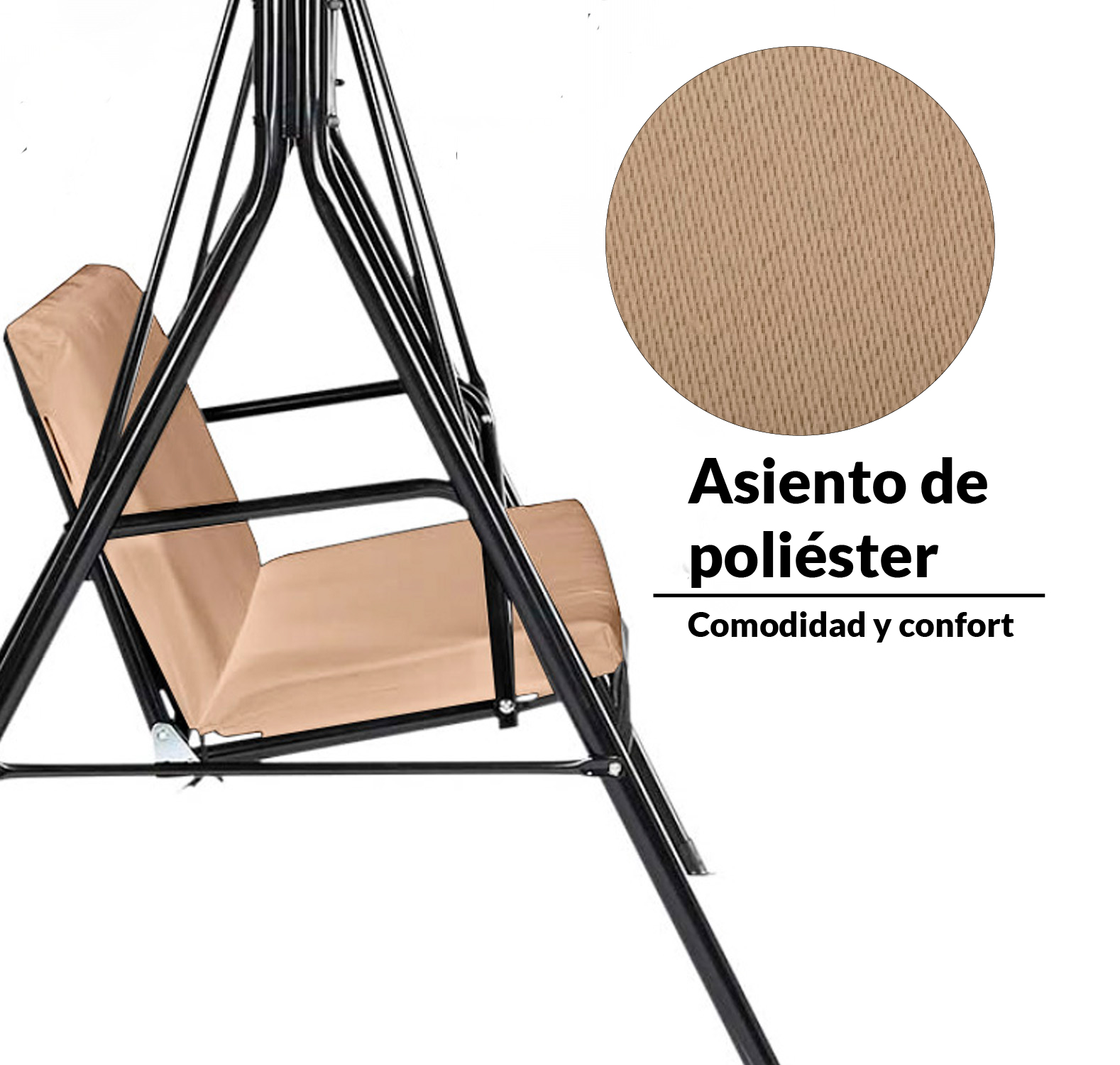 Ilios Innova | Columpio Banca De 3 Asientos con Techo Impermeable para exteriores | Silla colgante para jardin | Columpio colgante de tres plazas para eventos al aire libre 