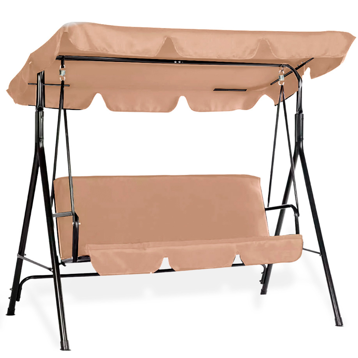 Ilios Innova | Columpio Banca De 3 Asientos con Techo Impermeable para exteriores | Silla colgante para jardin | Columpio colgante de tres plazas para eventos al aire libre 