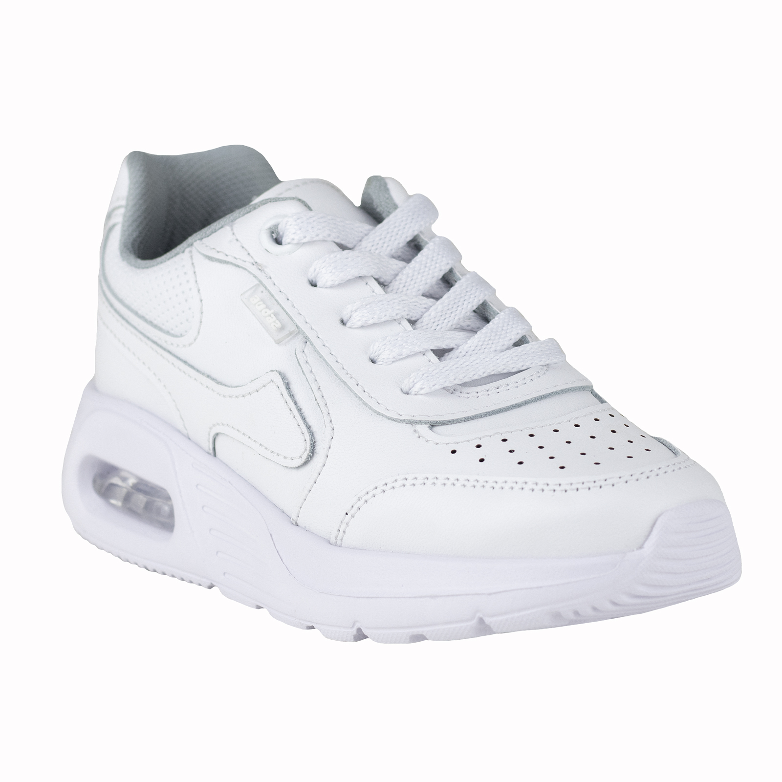 Tenis Niño Escolar Blanco Audaz 443300-b De Piel Con Capsula De Aire