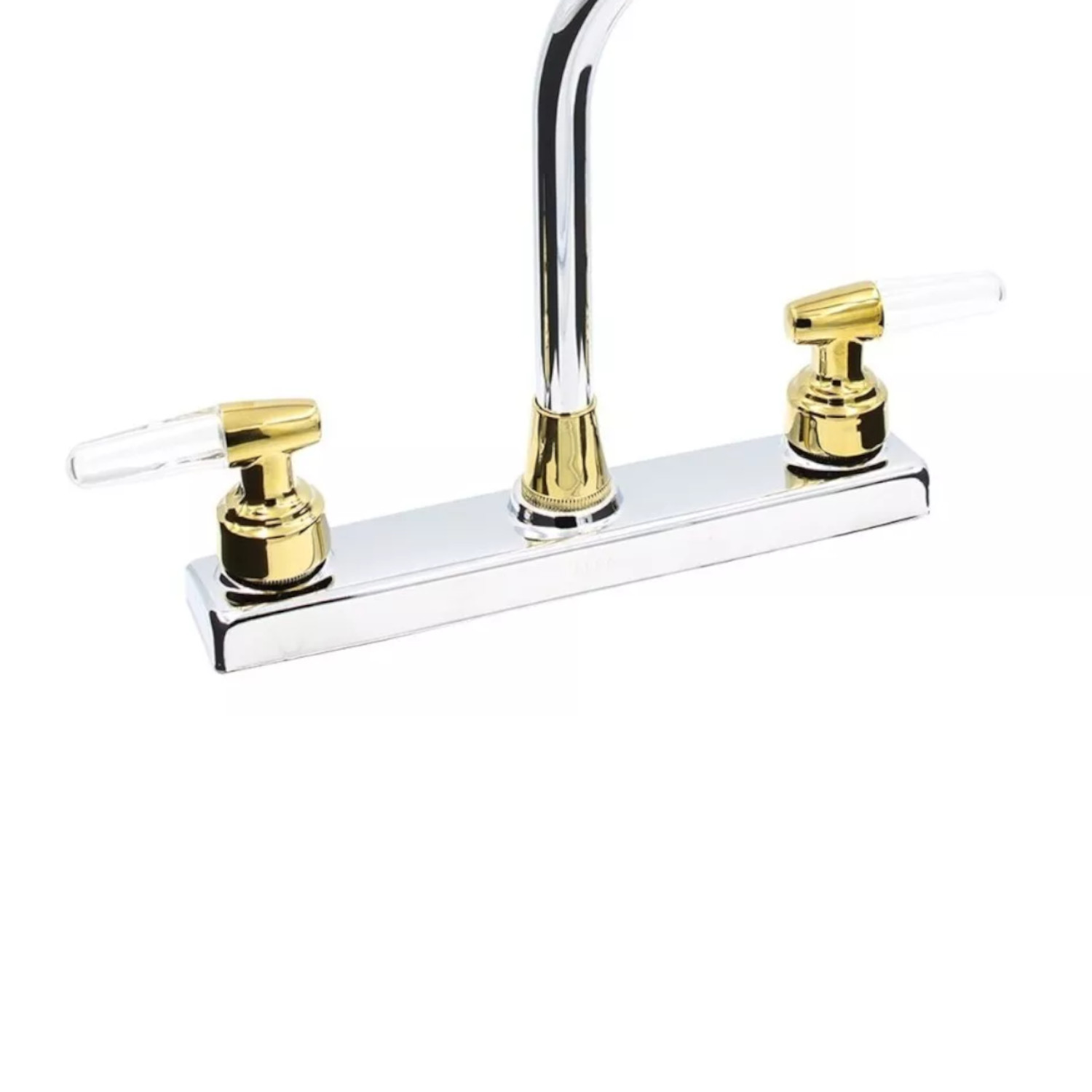 Llave Mezcladora Agua Fregadero O Tarja De Cocina Alfa Cromado Manerales Piruli Oro Y Cuello Cobra