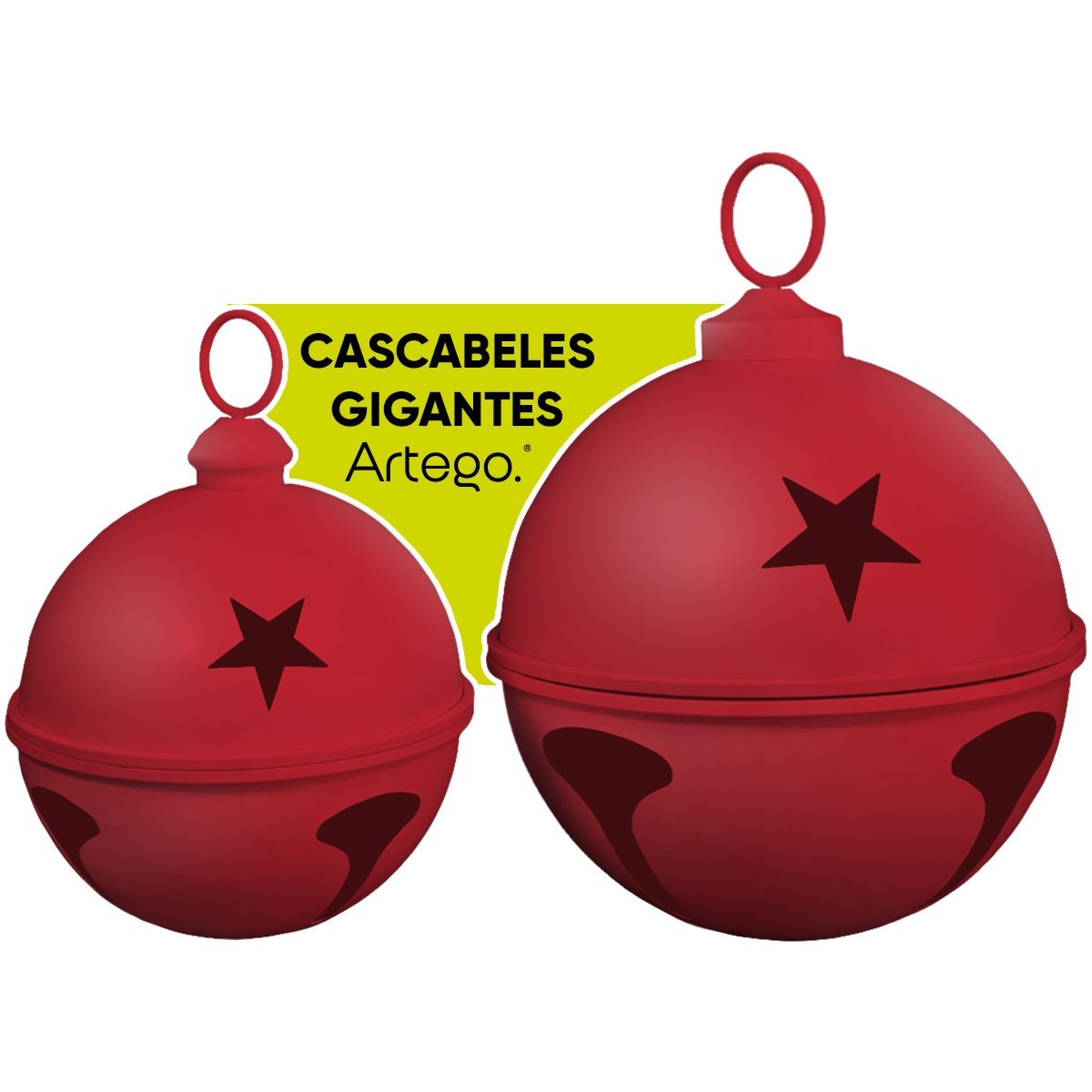 Cascabeles navideños gigantes Set 2 piezas metal Pie de árbol centro de mesa decoración navidad Huge Christmas Jingle bells Berry