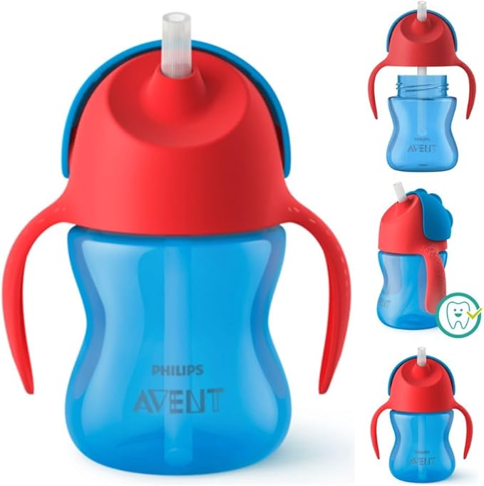 A Philips Avent Vaso con popote flexible Rojo/Azul 7oz/200ml SCF796/01