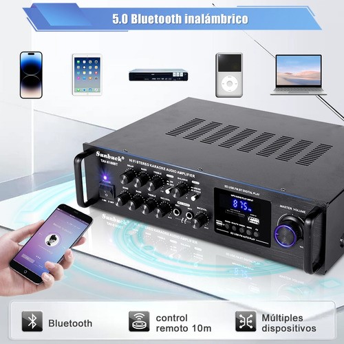 Amplificador De Audio Bluetooth Sunbuck 6188bt Estereo Casa