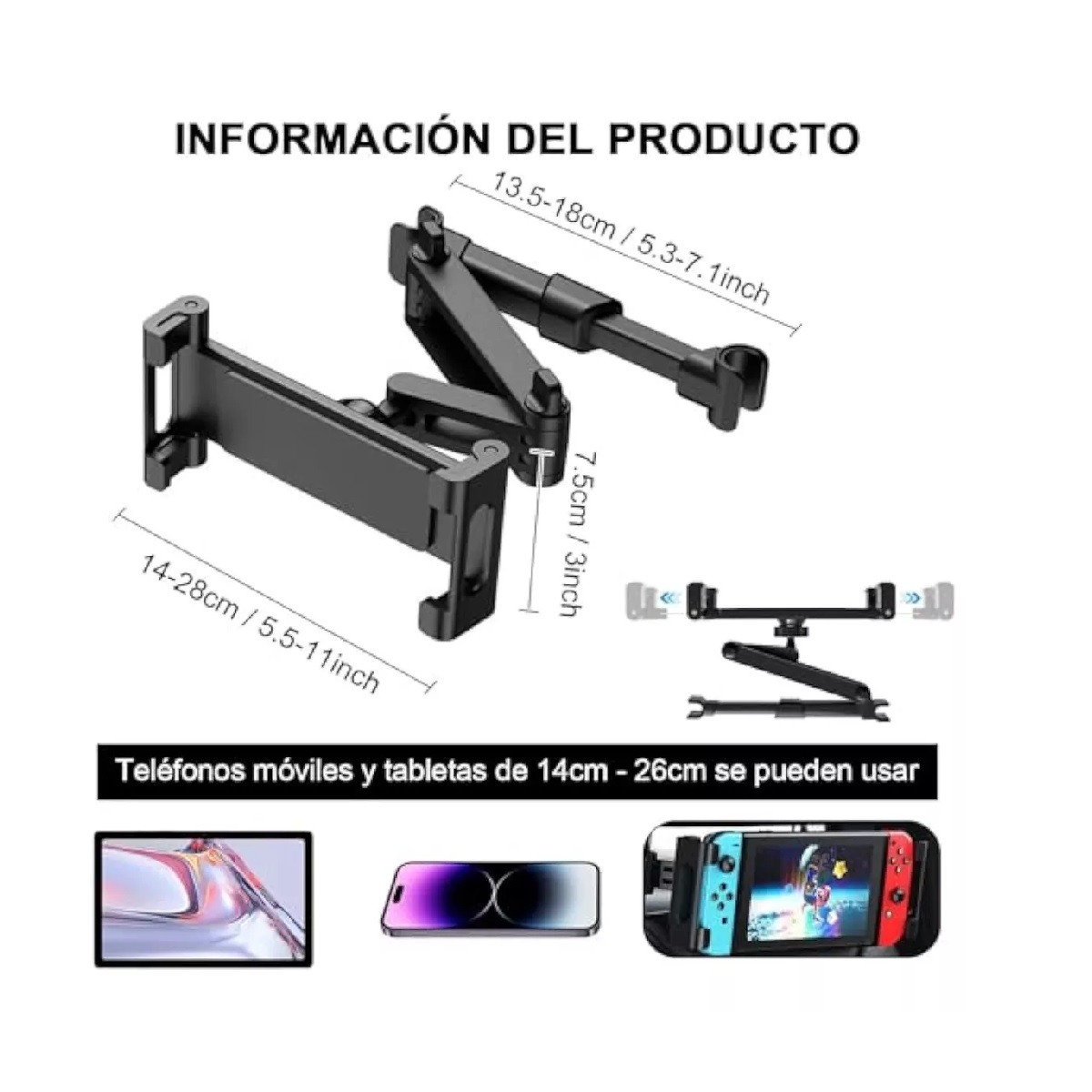 Soporte Tablet Coche Auto Base Para iPad Celular Ajustable