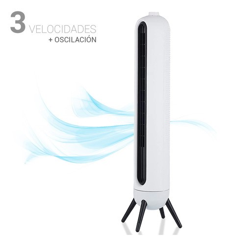 Ventilador De Torre Giratorio Silencioso Con Velocidades Estructura Blanco