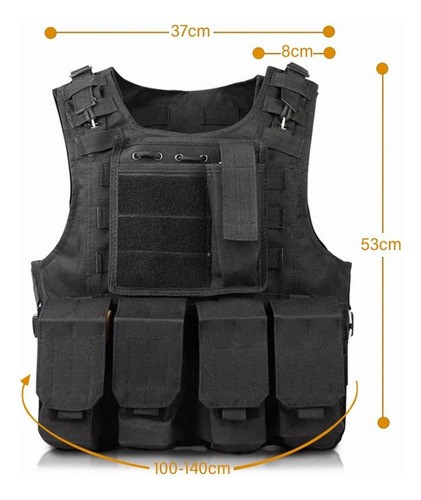 Chaleco Táctico Militar Bolsos Removibles NEGRO