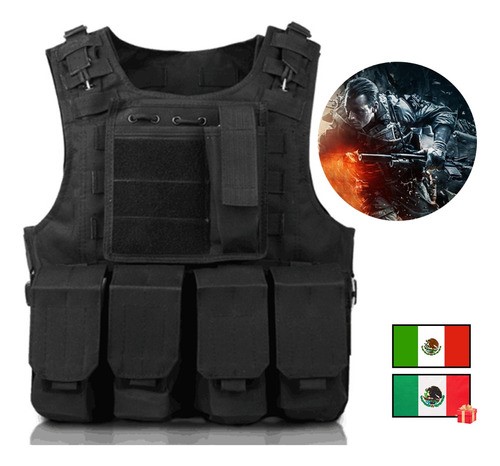 Chaleco Táctico Militar Bolsos Removibles NEGRO