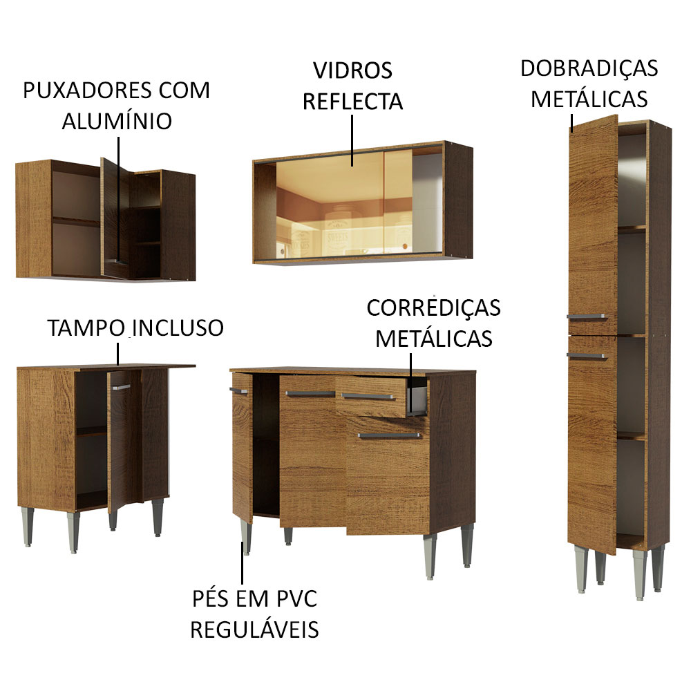 Cocina Integral Completa Modular Madesa Emilly River 261cm BB