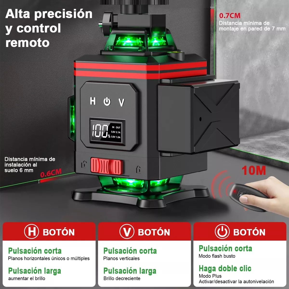 Niveles Laser 4d 3° Autonivelante Pantalla Digital 6 Líneas 